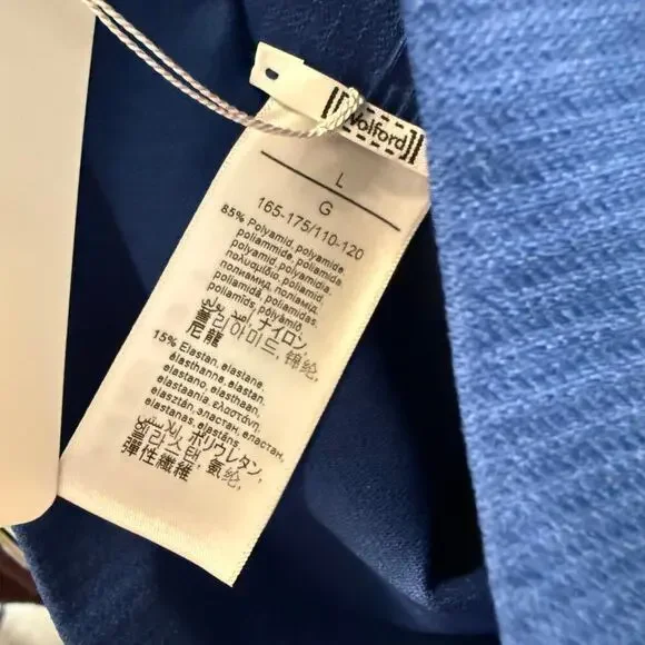 Wolford The Wonderful Leggings Sodalite Blue Cobalt Wide Band Compression Large - Picture 6 of 6